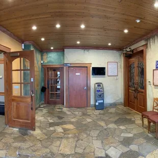 The entrance for two restaurants at once.