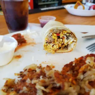 Breakfast Burrito with Hashed Browns.