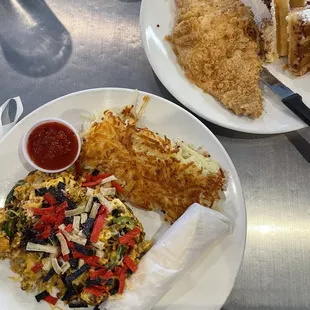 Migas and Chicken and Waffles