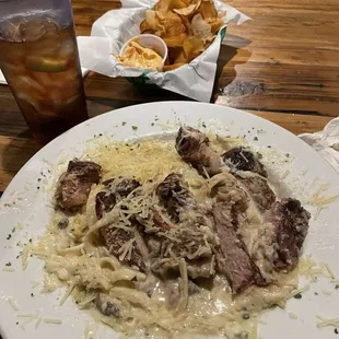 Prime rib pasta.