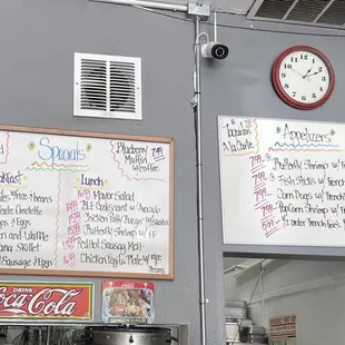 a menu on the wall