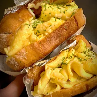 Basic egg and cheese sandwich with chili crisp