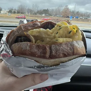 Sandwich,sausage &amp; hollandaise sauce