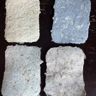 Handmade paper from the papermaking class!