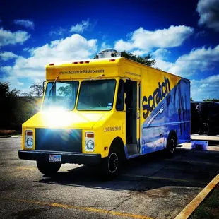 a food truck parked in a parking lot