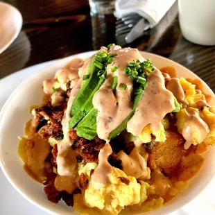 I need to avoid gluten so they put all the yummy breakfast burrito fillings in a bowl for me.