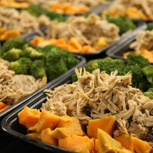 Jerk spice turkey with roasted yams and broccoli