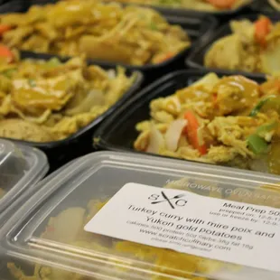 Turkey curry with mire poix and Yukon gold potatoes