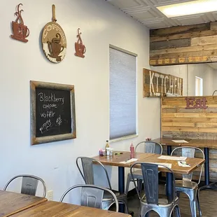 tables and chairs in a restaurant