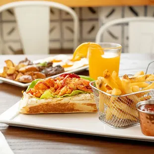 Take a trip to Maine while sitting in Maryland. Our lobster roll (Lob-STAH) is made with wild caught  lobster on a buttered &amp; roll