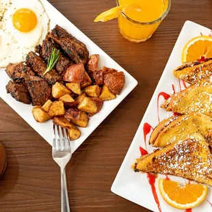 Sirloin tips marinated in our rosemary, garlic bbq sauce served with 3 farm fresh eggs and breakfast potatoes