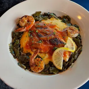 Shrimp, catfish and grits