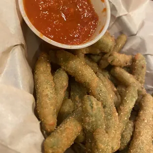 Fries green beans.  Skip the French fries!