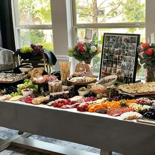 a table with a variety of food on it