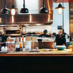 Great vibe at Scratch Kitchen--open kitchen with elevated diner feel.