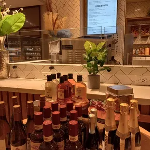 bottles of wine on a counter