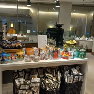 a variety of food items on a counter