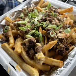 a container of french fries