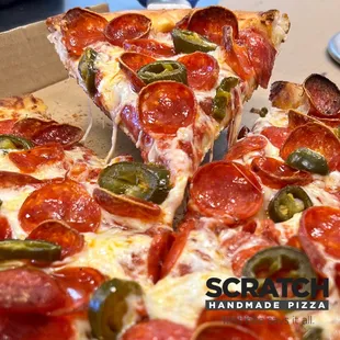 Our pepperoni extreme pizza with jalapenos