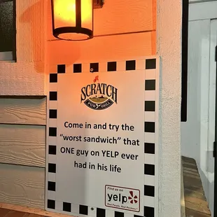 Love the Yelp sign! Let&apos;s see if I can get a memorable good quote!