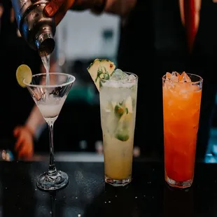 three different cocktails