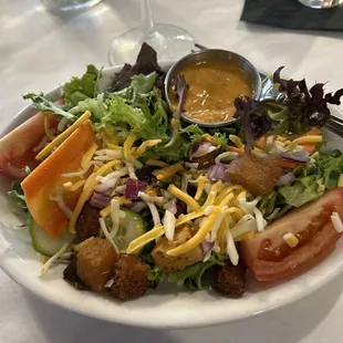 Side salad. All of the dressings are homemade.