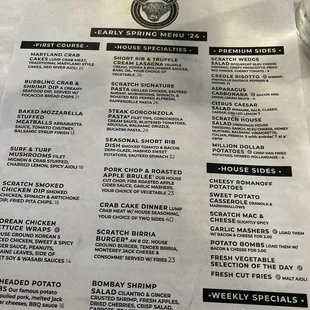 Spring menu