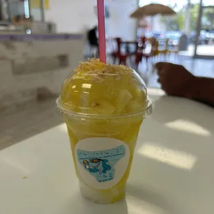 Pina Coloda . Had real pineapple and toasted coconut on top .