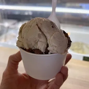 Single Scoop of Triple Play and Coffee Toffee ($5.75)