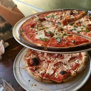 Gluten-free (margherita with bacon) on top, regular on bottom (just salami).  Both excellent!