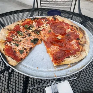 Half pepperoni and half margarita