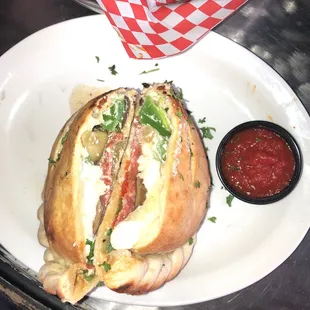 Calzone with all the wood roasted veggies  Yummmm