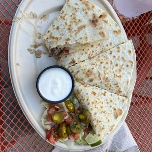 Filet mignon quesadilla