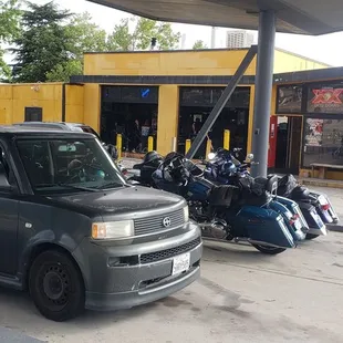 a row of parked motorcycles