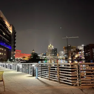 a view of the city at night
