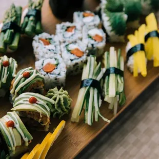 a platter of sushi