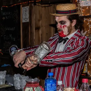 Even the bartenders at the Full Moon Cafe &amp; Bar get in on the fun at Screams!