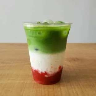 Strawberry matcha latte!