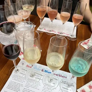 Red white and blue sparklers - wine flight