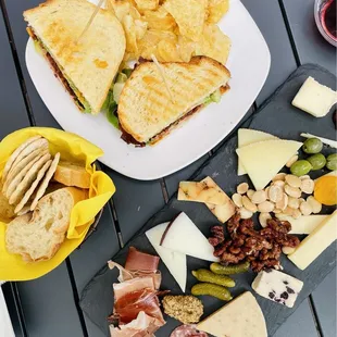 Cheesemonger plate and Smokey BLAT sandwich