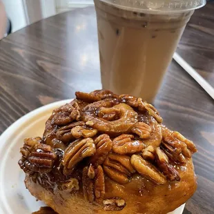 Pecan Sticky Buns and toasted marshmallow iced shaken espresso