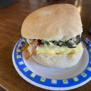 Egg &amp; Cheese w BLT Breakfast Sandwich + Dijon/mayo sauce