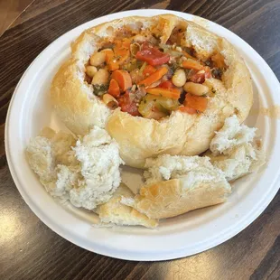 bread bowl and soup