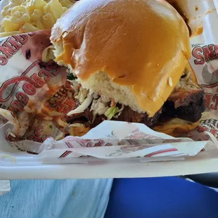 Brisket sandwich,  bake bean's &amp; potato salad