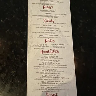 Food menu