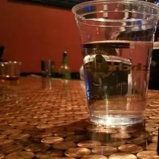 Love the penny bar top!
