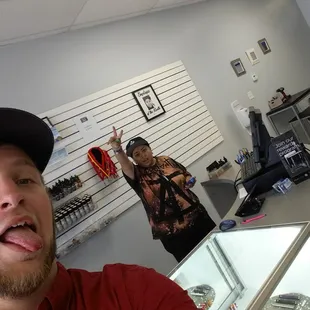 One of the employee here at the vape store jai
