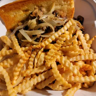 Steak sandwich with fries