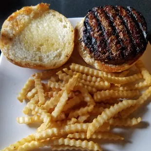 Hamburger  and fries