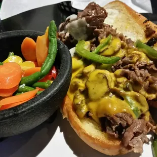 Philly Cheese Steak with a Side of Veggies